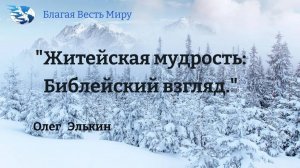 "Житейская мудрость: Библейский взгляд." / Олег Элькин /  27.01.24