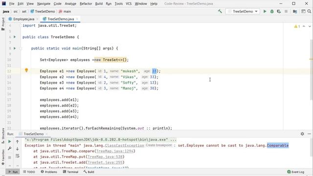 TreeSet with user defined objects | Treeset with comparable | tricky java interview questions. смотреть онлайн