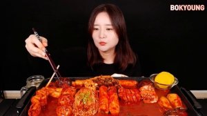 ASMR 먹방 :) 매콤 불닭 새우 버섯 떡볶이~ (가래떡, 어묵, 비엔나소세지, 팽이버섯, 표고버섯, 새송이버섯, 불닭만두, 백만송이버섯) mukbang.