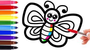 Как нарисовать милую бабочку и веселые раскраски для детей