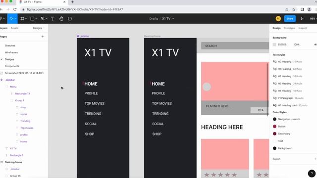 Designing desktop part 1 (sidebar) - Figma Essentials Course UX/UI Design