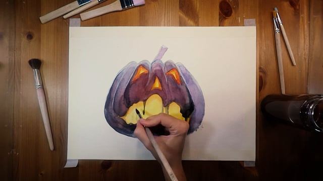 Художник рисует картину «Halloween» Timelapse video смотреть онлайн