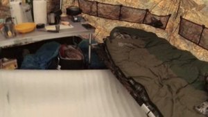 Зимой в ночное на снегоходах (Буран и Тикси-250), палатка Берег УП-5