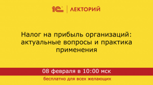 1C:Лекторий 8.2.24 Налог на прибыль организаций. Актуальные вопросы, практика применения