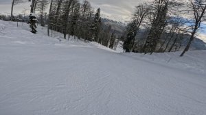 Роза Хутор, январь 2024, трасса "Горизонт" (синяя). Видео 4К