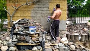 Нанесение фасадной силиконовой краски с помощью пульверизатора, украшение фасада!