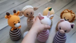 Детский боулинг. Набор игрушек вязанные крючком