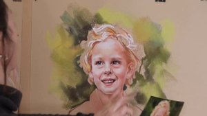 Large Pastel portrait step by step, Soft Pastel Painting process, by Bogra art studio