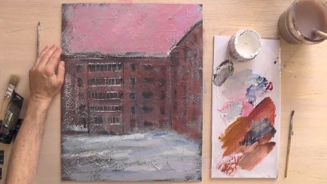 Рисуем акрилом город. Урок живописи смотреть онлайн