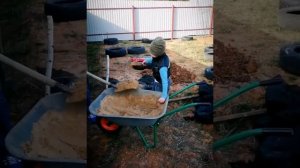 Фундамент из покрышек для строения 6х4 из бруса 10х150 с террасой 2х6,Ленкина дача