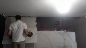 Укладка керамогранита (60*120) на кухонный фартук