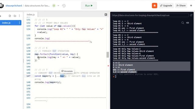 JavaScript Map & WeakMap loops