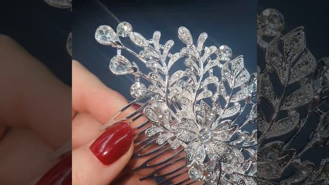 1859125 Свадебный гребень, украшение для свадебной прически, серебристые аксессуары для волос