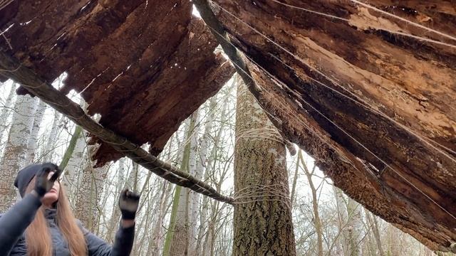 Бушкрафт укрытие Плетёный гамак   Навес из коры   Легкий лагерь в лесу за день смотреть онлайн