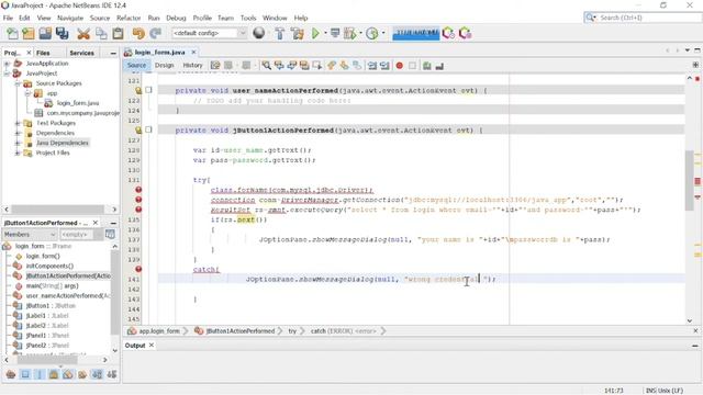 Create login panel with netbeans - create login form in java with database connection using mysql