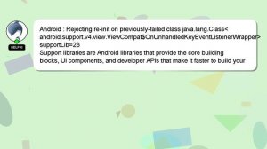 Android : Rejecting re-init on previously-failed class java.lang.Class android.support.v4.view.View