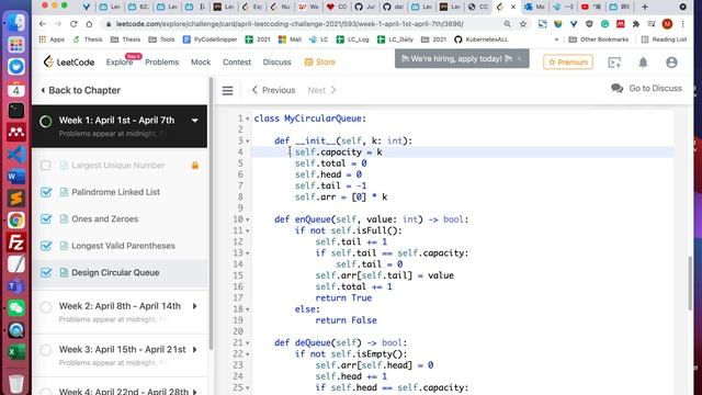 LeetCode 622. Design Circular Queue (Python)