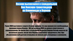 Песков высказался о скандальном бое боксера-трансгендера на Олимпиаде в Париже