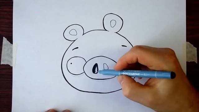 Как нарисовать Свинью карандашом (Энгри Бердс) - Рисование и раскраска для детей смотреть онлайн