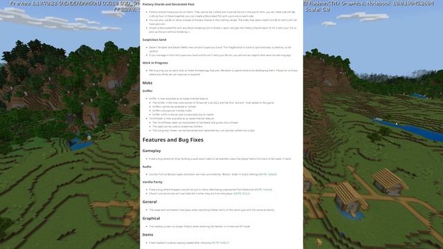 Minecraft Bedrock BETA Preview 1.19.70.23  Archaeology  Sniffer   Changelog 