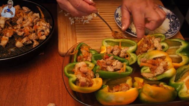 Перец фаршированный мясом с овощами.Вкусно!!! смотреть онлайн