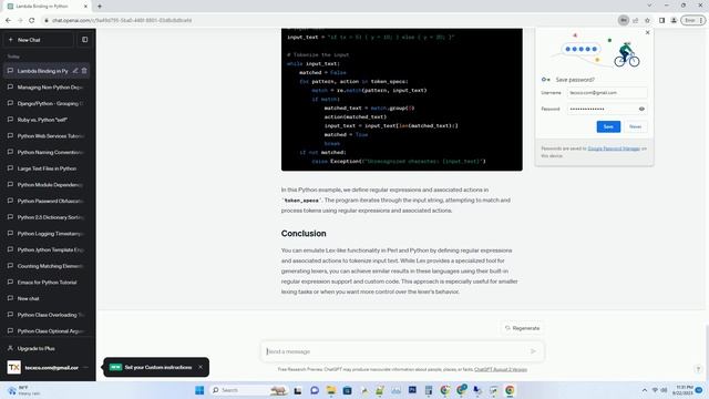 Emulation of lex like functionality in Perl or Python
