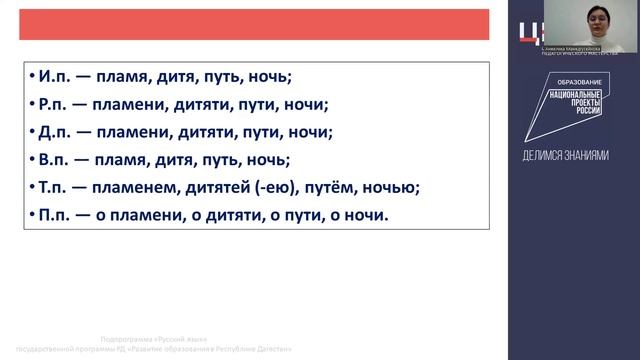 Склонение имен существительных