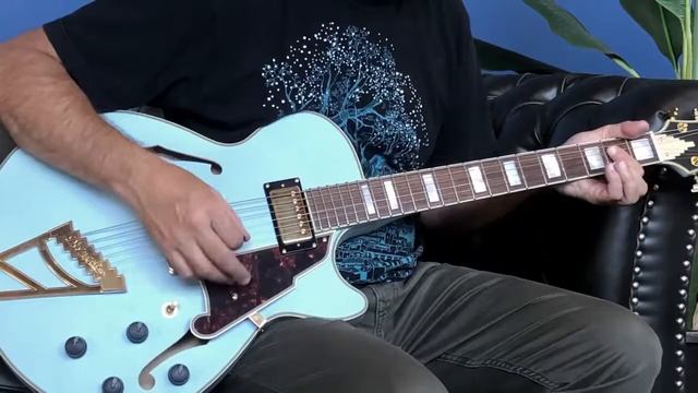 D'Angelico Deluxe SS Matte Blue Semi-Hollow Guitar Demo смотреть онлайн