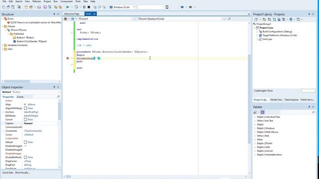 Уроки по delphi 10.4 - Пишем первую программу!