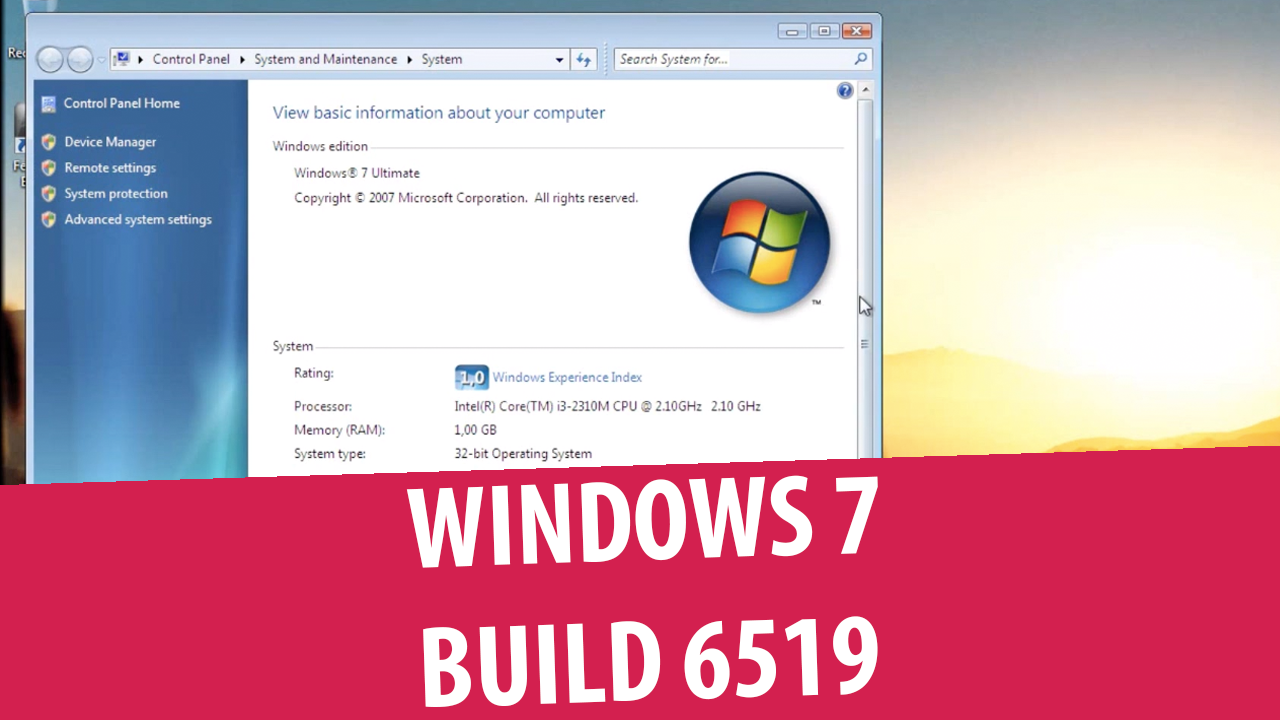 Windows 7 Ultimate build 6519