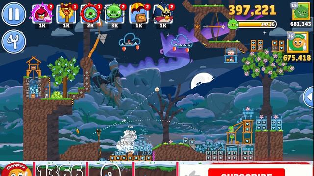 HOW TO GET 3 Stars for LEVEL 9 ANGRY BIRDS FRIENDS TOURNAMENT 1366 without POWER ( NO POWER-UP ) смотреть онлайн