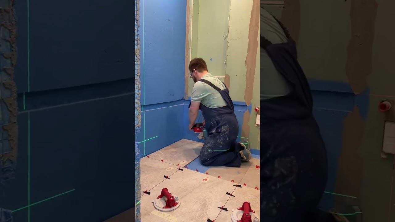 Укладка плитки. Часть 2. Процесс укладки. Укладка керамогранита. смотреть онлайн