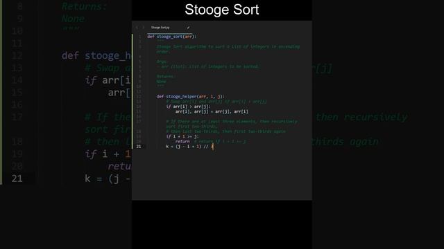 Stooge Sort Code in Python | Sorting Algorithms | Python Coding Tutorial | Python Coding Interview