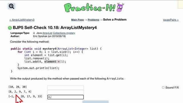 Java Practice It | Self-check 10.18: ArrayListMystery4 | ArrayList, collections, array list, myster смотреть онлайн