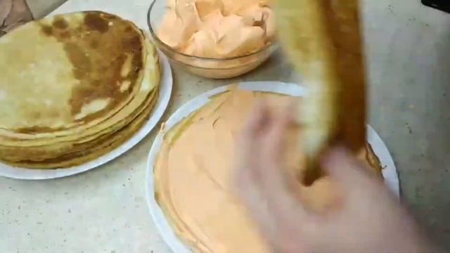 Блинный торт. Сметанный крем. С масленицей. смотреть онлайн