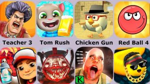 Chicken Gun,Scary Teacher,Tom Time Rush,Subway Surf,Spider Train,Red Ball 4