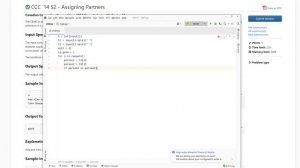 CCC'14 S2 Assigning Partners(Python Solution)