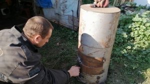 буржуйка своими руками, дверца с дожимом!