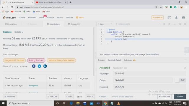 LeetCode Problem Solving - Problem No. 912 - Sort an Array смотреть онлайн