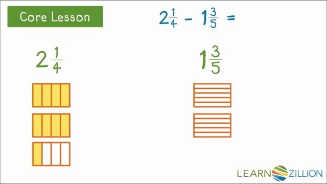 Subtract mixed numbers with unlike denominators by creating area models смотреть онлайн