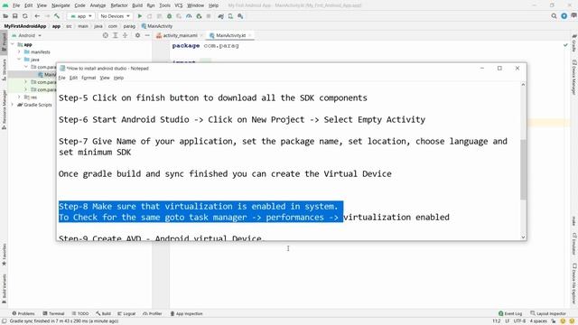 Download and install Android Studio Bumblebee on Windows and Test First Android App on Emulator смотреть онлайн