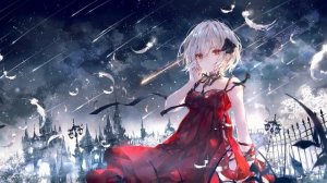 Девушка в Красном Платье | Метеоритный Дождь – Живые Обои