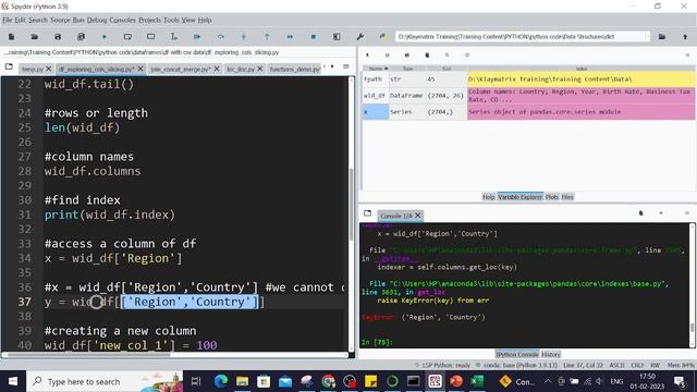 Working with Python DataFrames