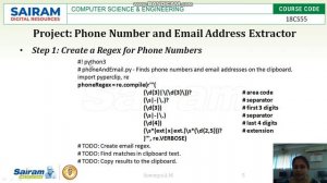 LectureVideo 18CS55 Module3 Pattern Matching With Regular Expressions 5 Sowmya