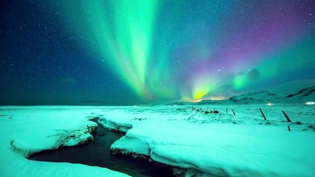 Северное сияние островов Гренландии и Исландии