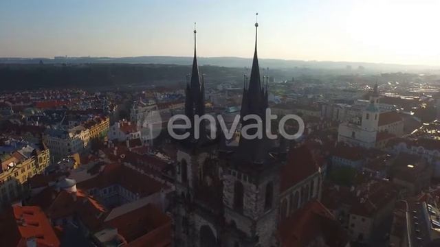 Aerial of the Church of Mother of God before Tyn | Stock Footage - Envato elements смотреть онлайн