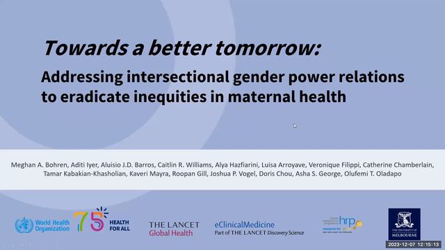 Webinar: Maternal health in the perinatal period and beyond