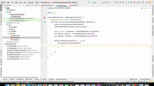 Spinner in android studio using Kotlin