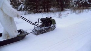 Йети Йетико испытывает наш новый компактный мотобуксировщик ЭКО-МИНИ