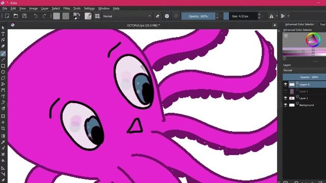 How to draw an Octopus in Krita in 3 minutes | step by step | krita смотреть онлайн